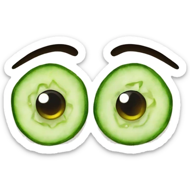 face with cucumber slices on eyes sticker