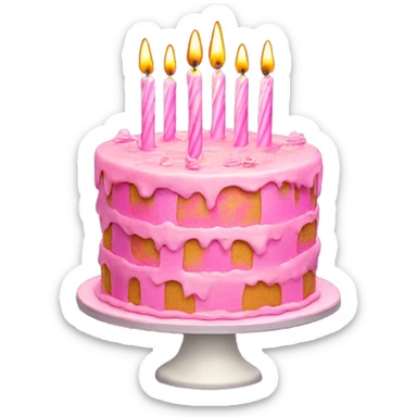 Pink Birthday cake with 22 birthday candles  sticker