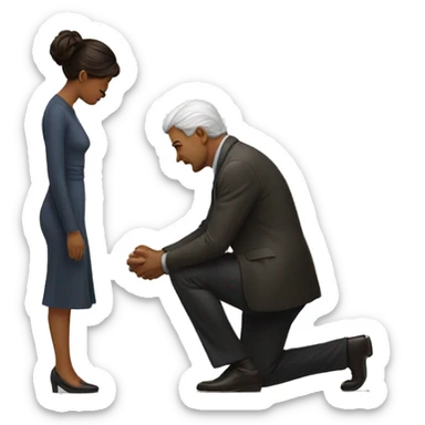 man bows to woman sticker