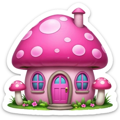 pink mushroom house sticker