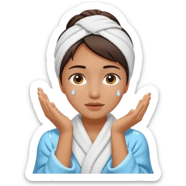 a female washing her face outside of shower  sticker