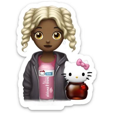 Hello kitty crying tears sad holding Hennessy bottle😭  sticker