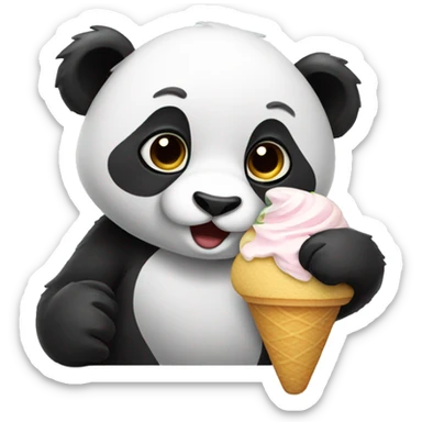 Panda eating ice cream sticker