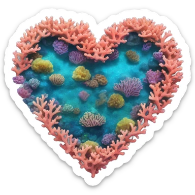Colorful ocean Coral reef in a the shape of a heart sticker