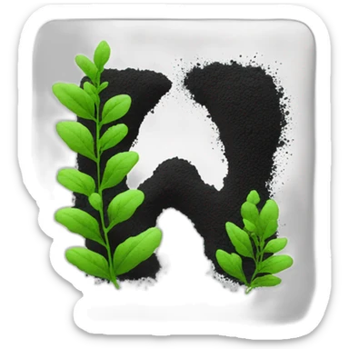 block made of black powders, breath of green plant sticker