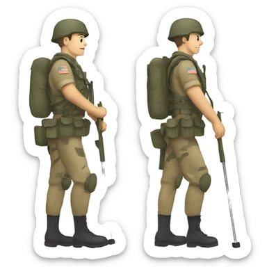 a soldier with bad legs on crutches sticker