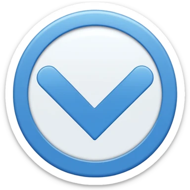 i need a blue flat 2d circle shape with smooth edges with a symbol of white good on it  sticker