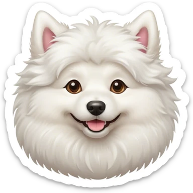 white fluffy dog smiling sticker