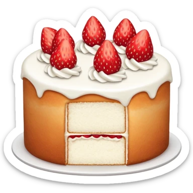 whole white cake with strawberry slices on top sticker