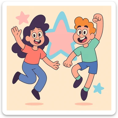 star shape in pastel pink and blue, calArts 2010s cartoon style sticker