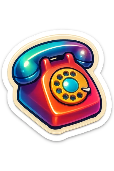 A retro phone sticker in retro stickers style, with a vintage design and bright colors sticker