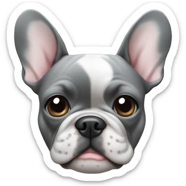 The French bulldog is a light gray monophonic with blue eyes sticker