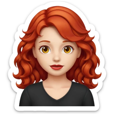 Emoji girl ios18 with red wavy hair sticker