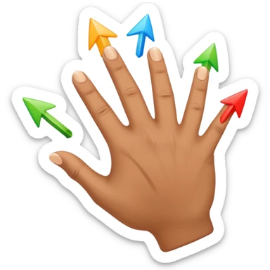 hand with highlighted outline and movement arrows, hand tracking, apple emoji style sticker