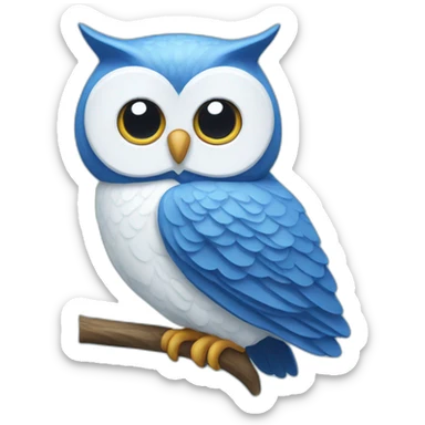 Blue and white owl sticker
