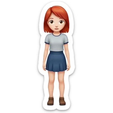 full body red hair girl standing sticker