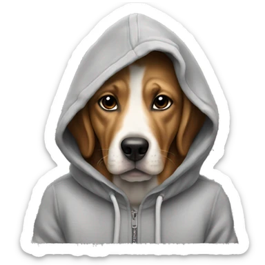 Dog wearing hoodie￼ sticker
