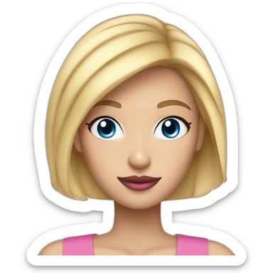 Woman blue eyes short blond hair pink lips sticker