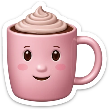 Light pink cup with hot chocolate in it sticker