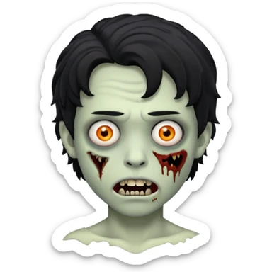 a boy with wavy hair, a zombie-shaped mouth piercing hum, and black hair sticker