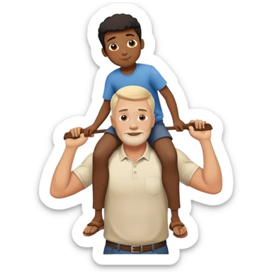 White dad giving black son a piggyback ride  sticker