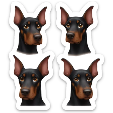 Black Doberman with erect ears and choco Doberman with hanging ears sticker