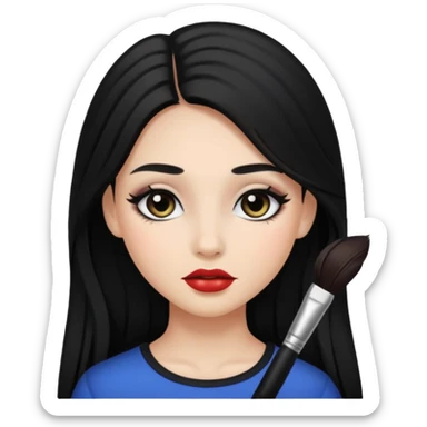 girl with black hair with long  hair Wearing makeup
 sticker