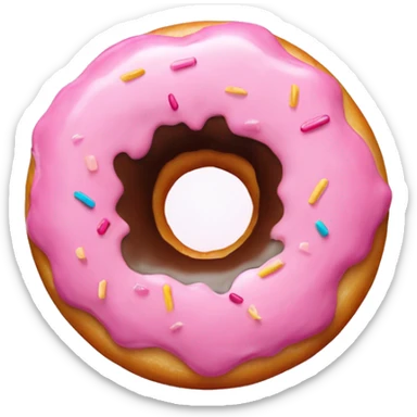 a donut with a light pink topping and no hole in the midd sticker