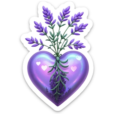 create a holographic lavender plant that wraps around a lavender colored heart sticker