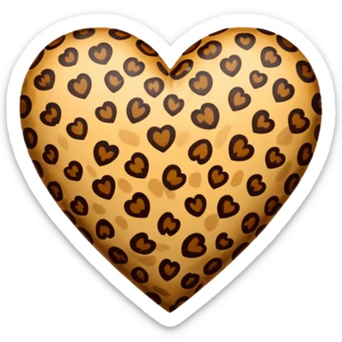 Leopard print heart sticker