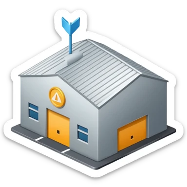 modern warehouse with an arrow that points in sticker