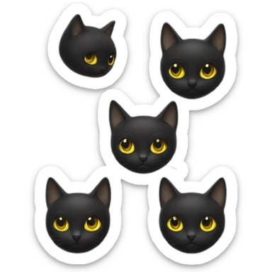 Chat noir avec des yeux vers sur le dos les pâtes en l air sticker