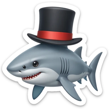 Shark with a top hat sticker