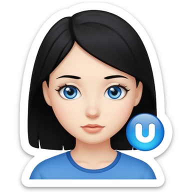 Chica de pelo negro y color de piel blanca con ojos azules sticker