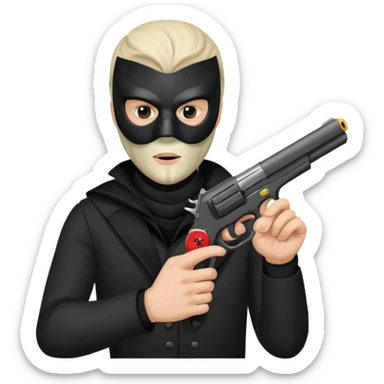 a masked man with a pistol in hand, shiesty mask sticker