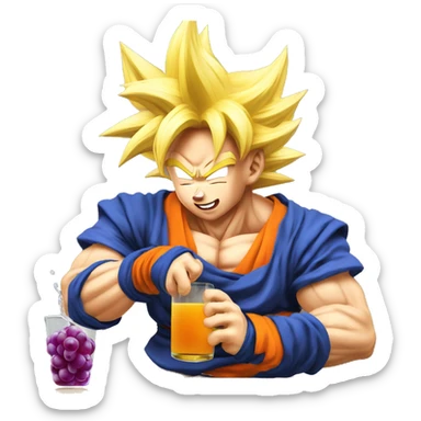 Super saiyan Goku pouring grape juice sticker