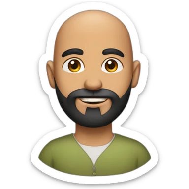 Olive skin bald man with long black beard sticker