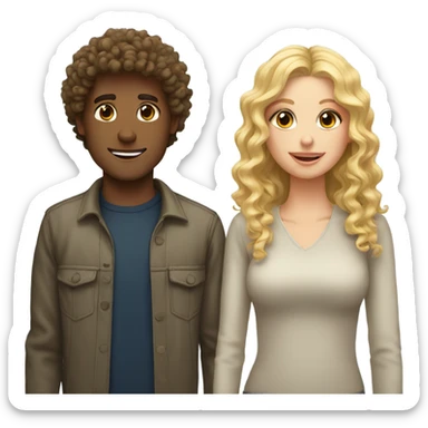 curly hair boyfriend and blonde girlfriend  sticker