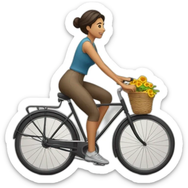 mujer morena montando en bicicleta sticker