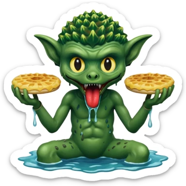 Deomgorgon from Stranger things eating eggos sticker