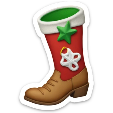 Christmas stocking shaped like cowboy boot sticker