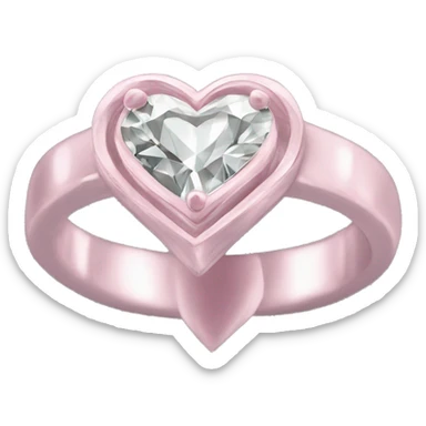 Diamond silver  ring light pink heart sticker