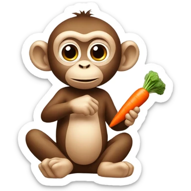 Monkey eating carrot sticker