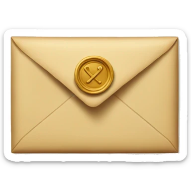 an envelope with a wax seal sticker