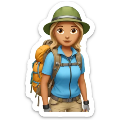 woman hiking in the woods in the sunshine sticker