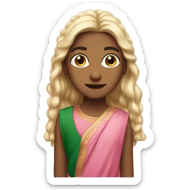 Indian Irish boy with slightly curly hair and blonde girl with pink straight sticker