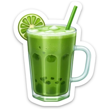 realistic green iced matcha drink sticker