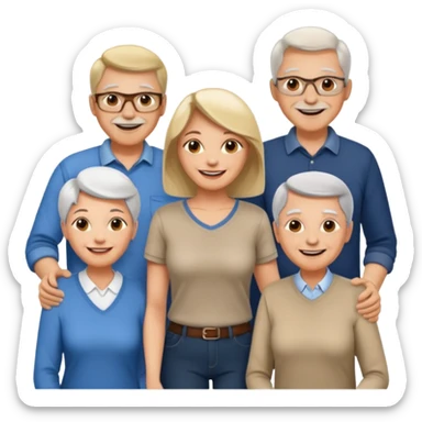 A large crowd of adults and seniors in casual clothing at an afterwork meeting sticker