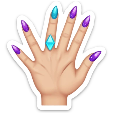 Glitter Roxo e Ciano Mão apontando para direita sticker