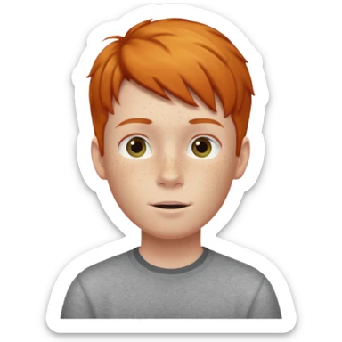 ginger boy with straight hair lifted upwards sticker